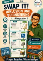 Vorschau - Spiele - 🃏 SwapIt-Kartenspiel: Inklusion und Behinderung – 29 Fragekarten | Lernen mit Bewegung | GeWi Klasse 5–6 - Deckblatt