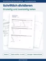 Vorschau - Test - Test - Schriftlich dividieren - Test A und B in zwei Stufen - Deckblatt