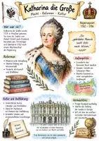 Vorschau - Arbeitsblätter - Lernposter + AB mit Fragen zum Thema "Katharina die Große" + Lösungsblatt + Infografik - Deckblatt