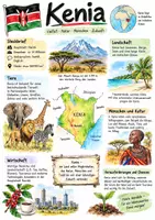 Vorschau - Arbeitsblätter - Lernplakat + AB mit Fragen zum Thema "Kenia" + Lösungsblatt + Mindmap + Infografiken - Deckblatt