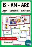 Vorschau - Stationenlernen - "am, is, are": Karten für verschiedene Spiele und Aufgaben - Deckblatt