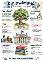 Vorschau - Arbeitsblätter - Lernposter + AB mit Fragen zum Thema "Konservativismus" + Lösungsblatt + Infografik - Deckblatt