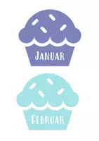Vorschau - Poster - Geburtstagskalender mit Muffins in Pastelltönen @teachjens - Deckblatt