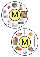 Vorschau - Aufgabenkarten - Lautrad M/m - Klammerkarte Druckschrift - Seite 1