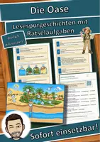 Vorschau - Stationenlernen - Die Oase – Lesespurgeschichte mit Rätselaufgaben (Klasse 8) - Deckblatt