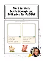 Vorschau - Arbeitsblätter - Tiere erraten Beschreibungs- und Bildkarten für DaZ/DaF - Deckblatt