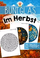 Vorschau - Mal- und Bastelvorlagen - Buntglas | Fensterbilder | Ausmalbilder - Im Herbst - Deckblatt