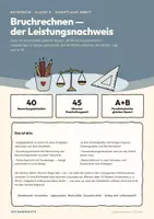 Vorschau - Klassenarbeiten - Bruchrechnen Klassenarbeit Klasse 6 — Leistungsnachweis mit Erwartungshorizont, 2 Parallelarbeiten A und B, 40 BE - Deckblatt