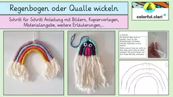 Vorschau - Mal- und Bastelvorlagen - Qualle oder Regenbogen wickeln - Deckblatt