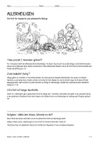 Vorschau - Arbeitsblätter - Lernplakat & Arbeitsblätter zum Thema "Allerheiligen" + Lösung & Fragen & MP3 + Mindmap + Infografiken - Seite 1