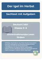 Vorschau - Arbeitsblätter - Freebie Sachtext Igel im Herbst - Seite 1