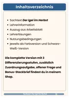 Vorschau - Arbeitsblätter - Freebie Sachtext Igel im Herbst - Seite 2