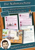 Vorschau - Arbeitsblätter - Die Nähmaschine – Lesespurgeschichte mit Rätselaufgaben (Klasse 8) - Deckblatt