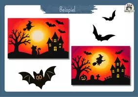 Vorschau - Mal- und Bastelvorlagen - Kunst Halloween Grundschule, Gruselbilder mit Silhouetten | Bastelvorlagen & Anleitung | Klasse 1, Klasse 2, Klasse 3, Klasse 4 - Seite 2