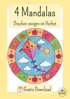 Vorschau - Mal- und Bastelvorlagen - Mandala Herbst - Drachen kostenlos - Ausmalbilder gratis - Kunst Grundschule Klasse 1, Klasse 2 - Deckblatt