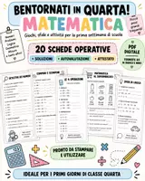 anteprima - Esercizi - Bentornati in quarta! Matematica – Giochi, sfide e attività per la prima settimana di scuola - Pagina di copertina