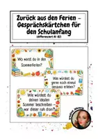 Vorschau - Arbeitsblätter - Zurück aus den Ferien – Gesprächskärtchen für den Schulanfang (differenziert A1–B2) - Deckblatt