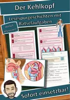 Vorschau - Arbeitsblätter - Der Kehlkopf – Lesespurgeschichte mit Rätselaufgaben (Klasse 8) - Deckblatt