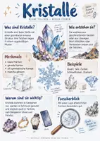 Vorschau - Arbeitsblätter - Lernplakat + AB mit Fragen zum Thema "Kristalle" + Lösungsblatt + Mindmap + Infografik - Deckblatt