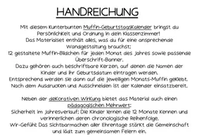 Vorschau - Mal- und Bastelvorlagen - Geburtstagskalender (Muffins) - Seite 1