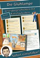 Vorschau - Stationenlernen - Die Glühlampe – Lesespurgeschichte mit Rätselaufgaben (Klasse 8) - Deckblatt