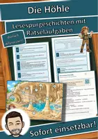 Vorschau - Mal- und Bastelvorlagen - Die Höhle – Lesespurgeschichte mit Rätselaufgaben (Klasse 8) - Deckblatt