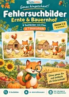 Vorschau - Arbeitsblätter - Bilderrätsel Fehlersuchspiel Erntedankfest & Bauernhof - Deckblatt