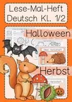 Vorschau - Arbeitsblätter - Lese-Mal-Heft Herbst & Halloween Deutsch Klasse 1 & 2 - Deckblatt