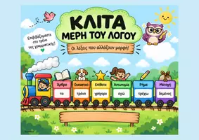 Προεπισκόπηση - Αφίσες - Αφίσες με τα Μέρη του Λόγου (τρένο)- ThinkClass - Σελίδα 1