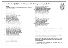Vorschau - Arbeitsblätter - Faust: Einstiegsmonolog "Nacht" - Deckblatt