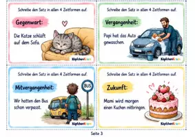 Vorschau - Stationenlernen - Zeiten ändern – 32 Satzkarten zu den 4 Zeitformen - Seite 3