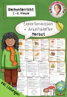 Vorschau - Aufgabenkarten - Herbst: Wissenskartei & Arbeitsblätter Sachunterricht (1.–2. Klasse) - Deckblatt