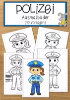 Vorschau - Anderer Materialtyp - Polizei Ausmalbilder (10 Vorlagen) - Deckblatt