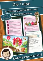Vorschau - Mal- und Bastelvorlagen - Die Tulpe – Lesespurgeschichte mit Rätselaufgaben (Klasse 8) - Deckblatt