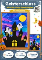 Vorschau - Mal- und Bastelvorlagen - Geisterschloss mit 3D-Gespenstern basteln | Halloween Kunst Grundschule, Klasse 1, Klasse 2, Klasse 3, Klasse 4 - Deckblatt