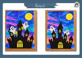 Vorschau - Mal- und Bastelvorlagen - Geisterschloss mit 3D-Gespenstern basteln | Halloween Kunst Grundschule, Klasse 1, Klasse 2, Klasse 3, Klasse 4 - Seite 2