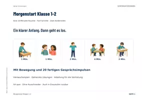 Vorschau - Präsentationen/Tafelbilder - Morgenkreis Klasse 1–2 | 10-Minuten-Morgenroutine mit Kinderrollen | Ritual zum Tagesstart - Seite 1