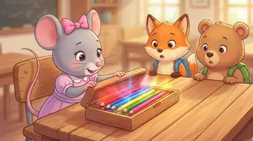 Aperçu - Cartes / Images - Kamishibai – La petite souris partage ses crayons | L’école et le partage - Page 3