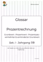 Vorschau - Fördermaterial/Inklusion - Glossar Prozentrechnung – wichtige Fachbegriffe einfach erklärt (Klasse 7/8) - Deckblatt