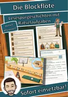Vorschau - Stationenlernen - Die Blockflöte – Lesespurgeschichte mit Rätselaufgaben (Klasse 8) - Deckblatt