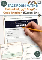 Vorschau - Arbeitsblätter - Escape Room Mathe: Teilbarkeit, ggT & kgV Code knacken - Deckblatt