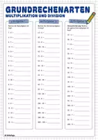 Vorschau - Arbeitsblätter - Multiplikation und Division (Übungsblätter) - Deckblatt