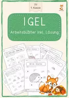 Vorschau - Arbeitsblätter - Igel Arbeitsblätter Klasse 1 – Sachunterricht mit Lösungen - Deckblatt