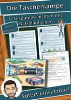 Vorschau - Mal- und Bastelvorlagen - Die Taschenlampe – Lesespurgeschichte mit Rätselaufgaben (Klasse 8) - Deckblatt
