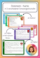 Vorschau - Stationenlernen - Österreich - Kartei in 3 verschiedenen Schwierigkeitsstufen - Deckblatt