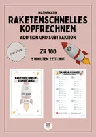 Vorschau - Unterrichtsreihen - Raketenschnelles Kopfrechnen - ZR100 - Plus und Minus - 5 Minuten Zeitlimit (ab Klasse 2) - Deckblatt