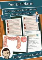 Vorschau - Mal- und Bastelvorlagen - Der Dickdarm – Lesespurgeschichte mit Rätselaufgaben (Klasse 8) - Deckblatt