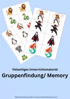 Vorschau - Spiele - Gruppenfindung & Kartenpaare mit Tieren & Figuren - Deckblatt