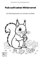 Vorschau - Arbeitsblätter - Mitmachgeschichte ab 3 Jahren zum Ausmalen, Zählen und Entdecken – mit kindgerechtem Sachwissen über Eichhörnchen. - Deckblatt