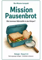 Vorschau - Arbeitsblätter - Verdauung und Nährstoffaufnahme – Mission Pausenbrot | Biologie Klasse 5-6 - Deckblatt